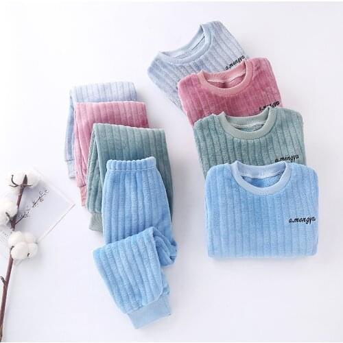 Winter Kids Fleece Cotton Pajamas Casual Nightwear Boys Girls Sleepwear Sets Infant Boy Clothes Children Christmas Pyjamas Sets