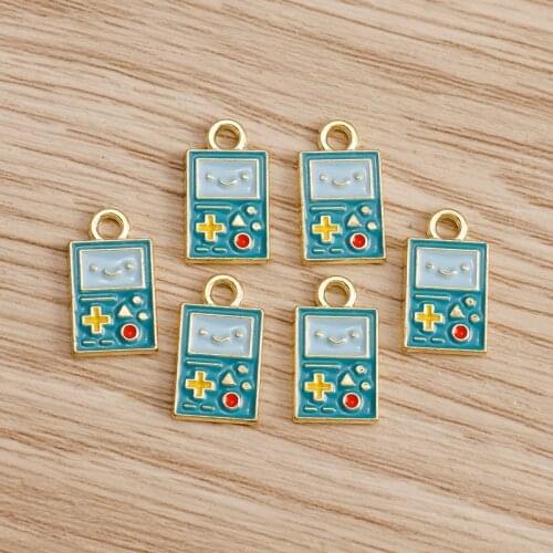 10pcs 7*13mm Creative Enamel Game Machine Charms Pendants for Jewelry Making Cartoon Cute Necklaces Earrings Charms DIY Crafting