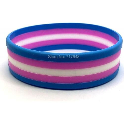 1000pcs Layer striped Trans Transgender Gay Pride Lesbian Flag wristband silicone bracelets free shipping by FEDEX A