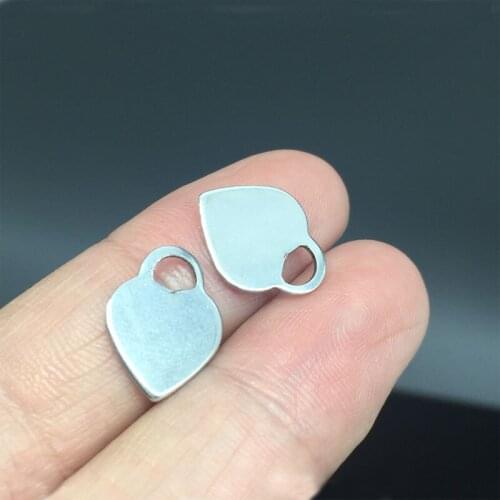 20pcs Fashion DIY tags charms silver tone mini heart tag Necklace bracelet Pendant for women stainless steel wholesale price
