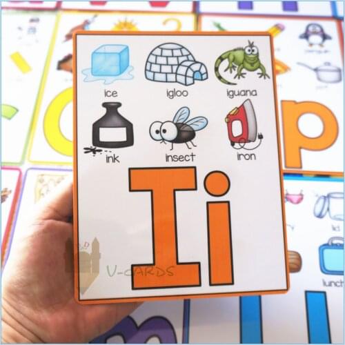 26 Alphabet Cards Early Educational English Letter Word with Picture Kindergarten Teaching Aid Decorative Flash Cards 18x13cm