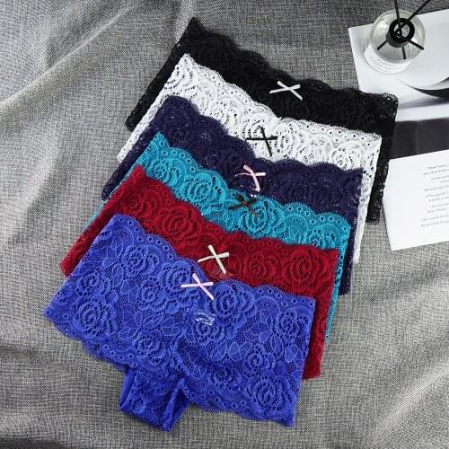 3 Pcs Lot IXueJie Sexy Lingerie Women Underwear Lace Hollow Out Panties Low Waist Solid Color Bow Ladies Underpants Boy Shorts