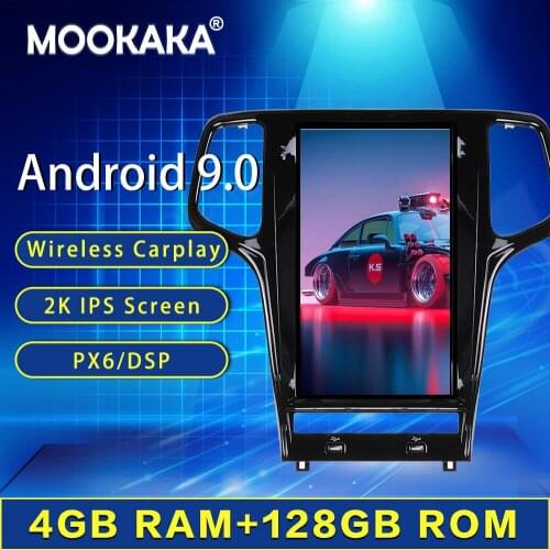 4+128G Tesla Screen Carplay For 2010 2011 2012 2013 JEEP Grand Cherokee Android 9 Unit Multimedia Player GPS Audio Radio Stereo