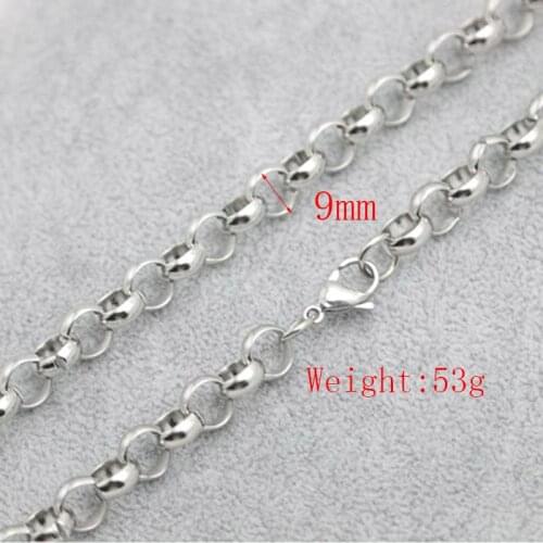 5pcs New Pattern 316 Stainless Steel 24inch 9mm rolo necklace Chains for lockets Pendant Women Men