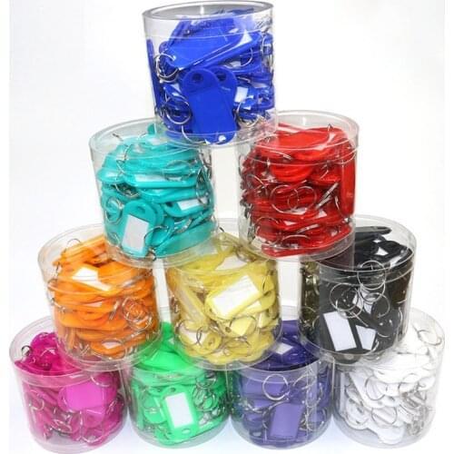 50pcs Key ID Tag Baggage Luggage Name Label Card with Split Ring Keyring LX9F