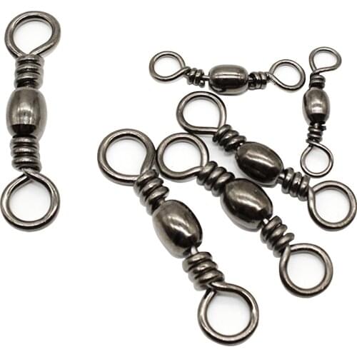 500pcs Barrel copper Fishing Swivels with black nickel Sea Fishing Hook Connector Rolling Swivel for sihing accessories
