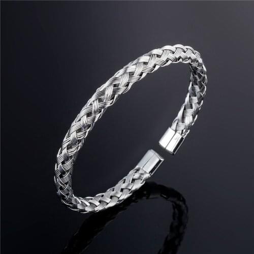 7MM Stainless Steel Bracelet High Quality Open Round Shape Wheat Weave Bangle for Girl Jewelry Gifts
