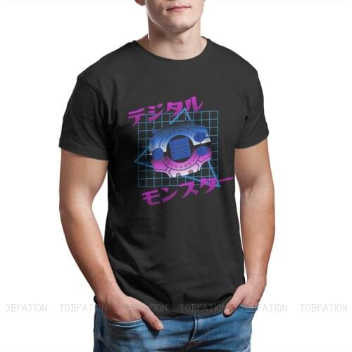 80s Digivice O Neck TShirt Digimon Agumon Tai Matt Gabumon Sora Adventure Anime Pure Cotton Original Men T-shirt Fashion Fluffy