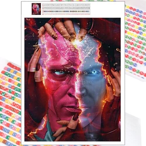 Diamond Painting Marvel Cartoon Vision Avengers 5D DIY Cross Stitch Full Square Round Embroidery Mosaic Home Decor Handmade