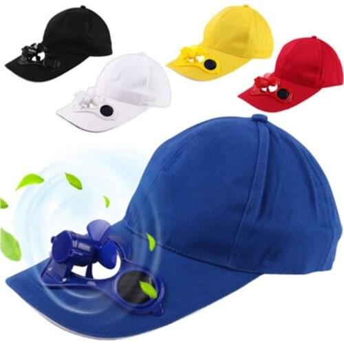 Summer Solar Power Fan Baseball Cap Cotton Solar Panel Powered Cooling Fan Baseball Cap Outdoor Peaked Sun Protection Hat