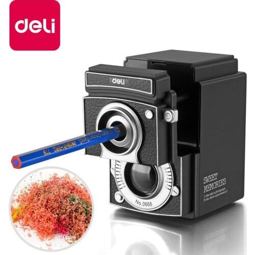 Deli 1PCS Manual Pencil Sharpener Vintage Camera Pencil Sharpener Creative Hand Pencil Sharpener Student Gift Pencil Sharpener