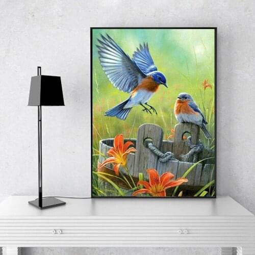 Childrens diamond embroidery 5D diy diamond painting round square diamond sticker natural bird home decoration