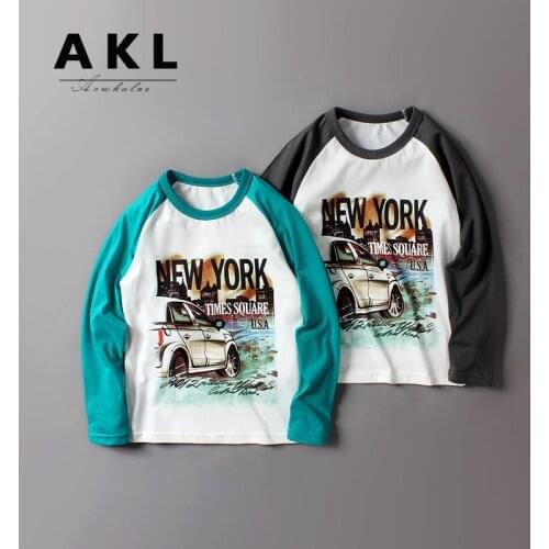 Childrens Clothing Spring New Kids Boys Fashion Print Cotton T Shirts Casual Korean Long Sleeve T Shirt For Teen Boys 5-10 Y