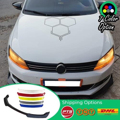 For Volkswagen VW Jetta MK6 2011+ Accessories Car Front Bumper Lip 3 pcs Black Diffuser Body Kit Spoiler