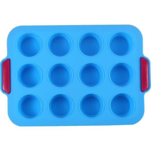 Cake Mold 12 Holes Sheet Tray Silicone Muffin Pan for Making Candy Handmade Soap Cake Desserts