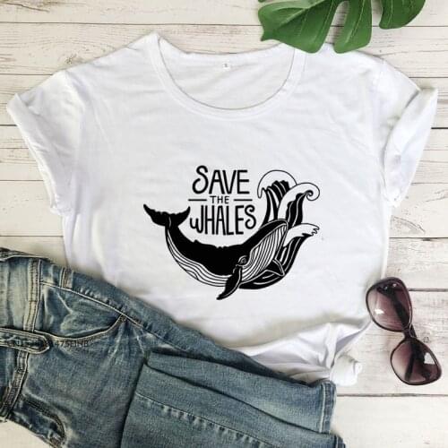Save The Whales Premium T-Shirt Save The Ocean Eco Tshirt Funny Women Graphic No Fade Vegan Tee Shirt Top Drop Shipping