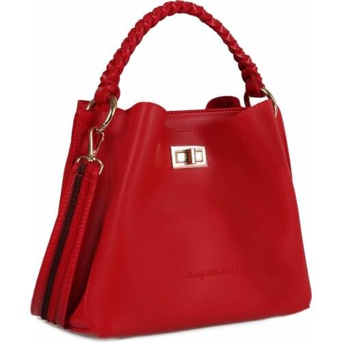 Beverly Hills Polo Club Kadın Şerit Desenli Örgü Detaylı Çanta Saks Kırmızı BHP802