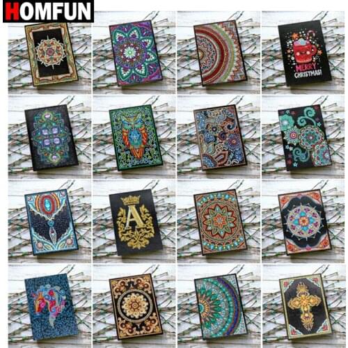 HOMFUN A5 Notebooks 5D DIY Diamond Painting Special Shape Diary Book Diamond Embroidery Cross Stitch Rhinestones Decor Gift