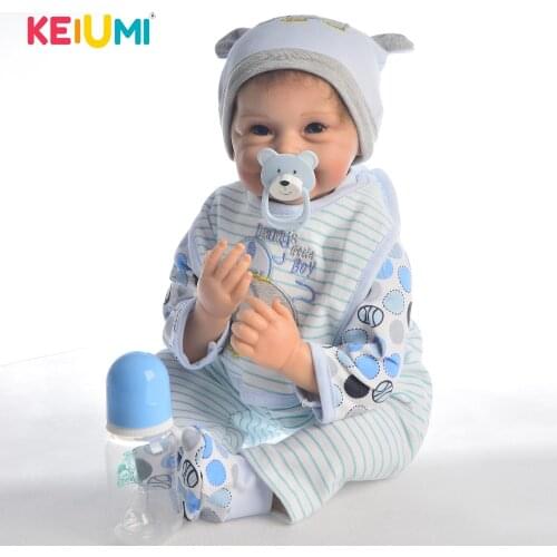 KEIUMI Fashion Reborn Baby Doll Soft Silicone For Boy Gifts 22 "55cm Toys Baby Reborn Realisting Lovely Doll Children Playmates