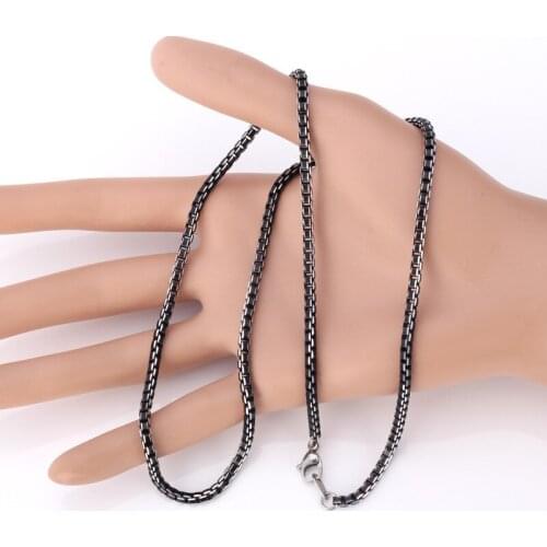 Kpop Black Necklace Box Chain Fashion Jewelry Aluminium Alloy 46CM/55CM/66CM Sport/Causal Gift For Tiny Men Bracelets N216