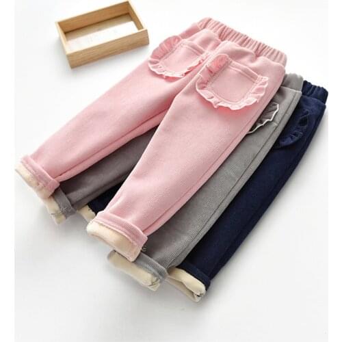 Winter Girls Leggings New Kids Casual Plus Velvet Cotton Pants For Baby Girls Children Thick Fashion Warm Trousers Leegings