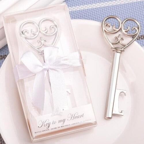 Hot Sale Vintage Key Shape Beer Bottle Opener Wedding Party Favor Decor Bridal Shower Gift 80 PCS F20173823