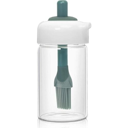 Oil Dispenser Wide Opening Bottle with Silicone Brush, Non-Drip Spout Leakproof Condiment Container, BBQ Oil Bottle