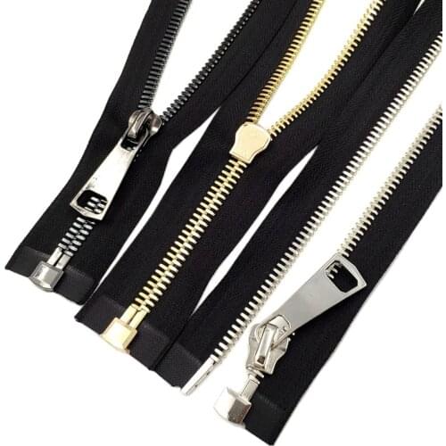 2 Pcs 60/70/80cm 5# Metal Zippers Single Slider Open End Long Zip DIY Down Jacket Coat for Sewing Clothing Tailor Accessory