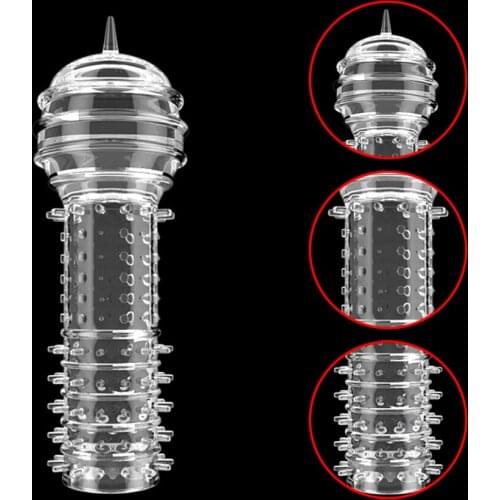 Reusable Condom Penis Extender G-spot Stimulation Particle Sex Toys for Men Penis Sleeve Cock Rings Sex Products