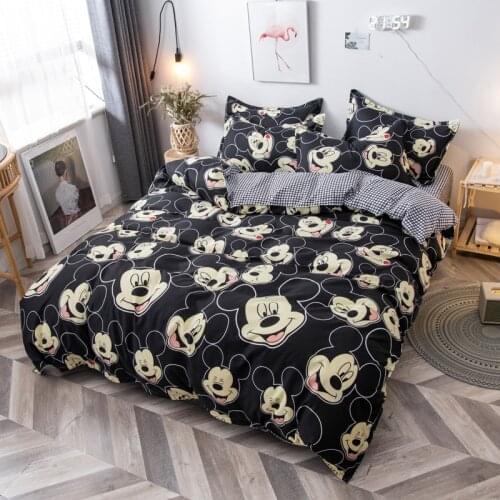 Disney Mickey Minnie Mouse Kids Gifts Bedding Sets Cartoon Donald Duck Duvet Cover Pillowcases with Flat Bed Sheet Home Textiles