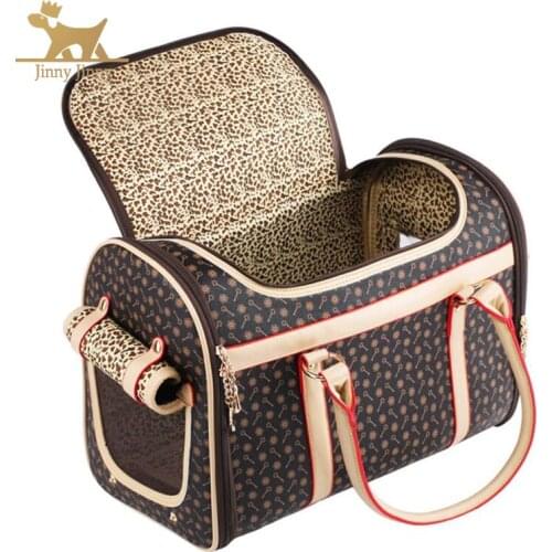 Fashion Dog Large Carrier PU Leather Dog Handbag Dog Purse Cat Tote Bag Pet Cat Dog Hiking Bag