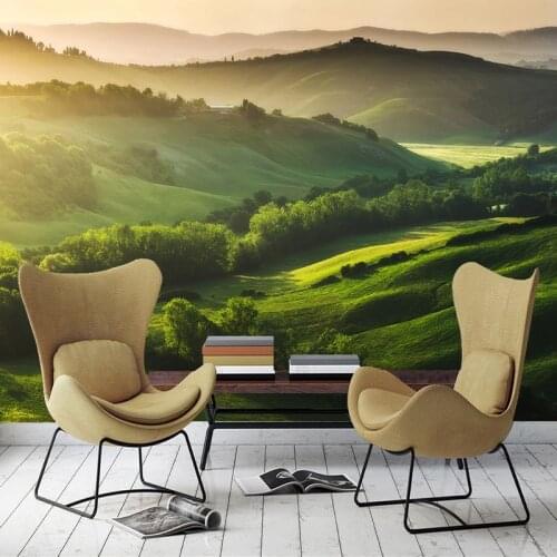 Custom Photo Mountain Forest Green Landscape Wall Painting 3D Stereoscopic Living Room Wall Decoration Mural Non-woven Wallpaper