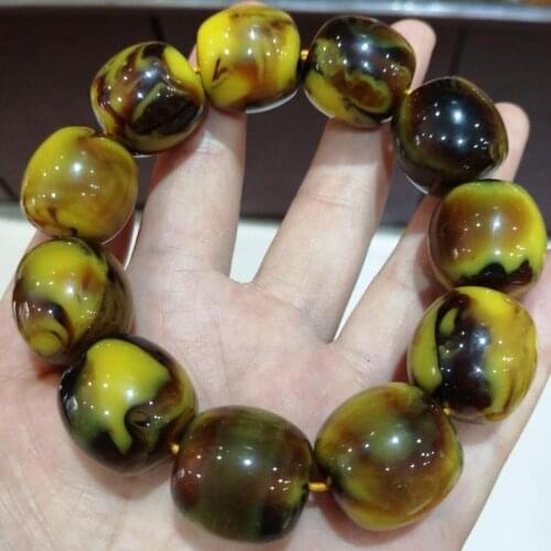 Natural Baltic Amber Elastic Bracelet Men Fashion Jewelry Accessories Old Beeswax Beads Beaded Bracelets Gifts For Ladies Bangle