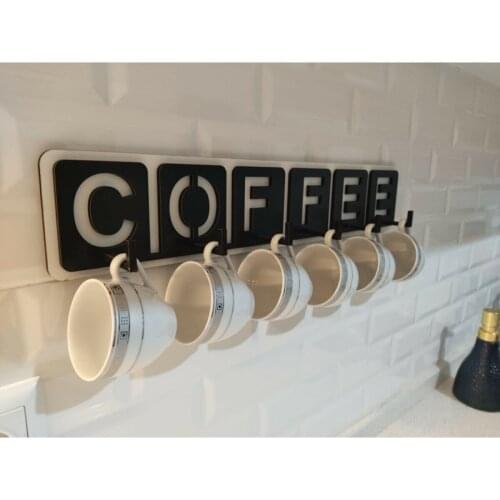 Natural Wooden Coffee Written Kitchen Cup And Mug Hanger Home Decoration Kitchen Office Living Room 2021