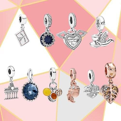 2021 New Sterling Silver Brandenburg Gate Pendant Angel Pendant Star Midnight Blue Egg Tart Milk Tea Pineapple Bag Jewelry