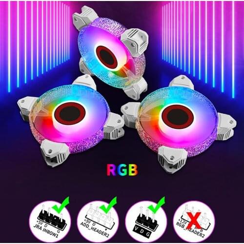 Cooling Fan Fast Cooling Anti-vibration Cool ARGB Light 7-blade 12cm Computer Radiator for Motherboard