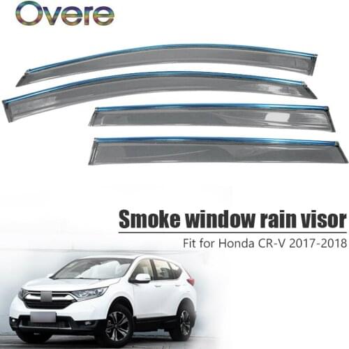 Overe 4Pcs/1Set Smoke Window Rain Visor For Honda CR-V 2017 2018 Car-styling Awnings Shelters Guard ABS Accessories