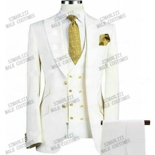 Jacket+Pant +vest) Fashion Mens Suits Groom Wear Tuxedos 3 Piece Wedding Suits Groomsmen Best Man Formal Business Suit For Men