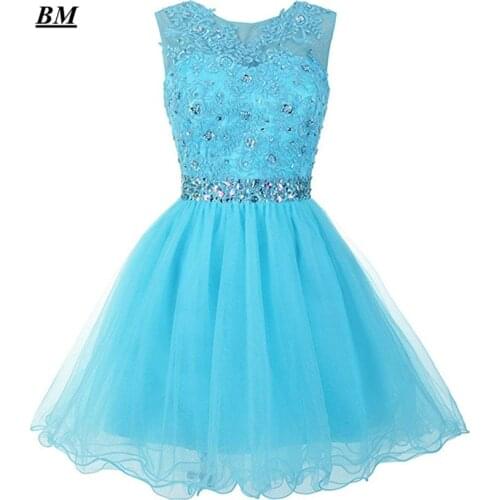 BM Newest Short Homecoming Dresses 2019 Beading Tulle Graduation Cocktail Formal Prom Party Gown Vestido de Formatura BM198