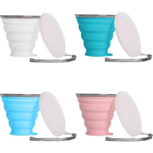 350ML Hot Folding Silicone Cup Portable Silicone Telescopic Drinking Collapsible Cup Multi-function Foldable Silica Mug Dropship