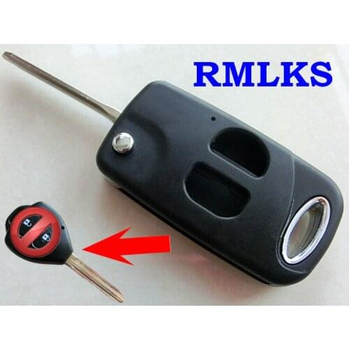 RMLKS 2 Buttons Modified Folding key blank Flip Remote Car Key Fob Cover Case For Toyota Corolla Yaris Hilux Shining