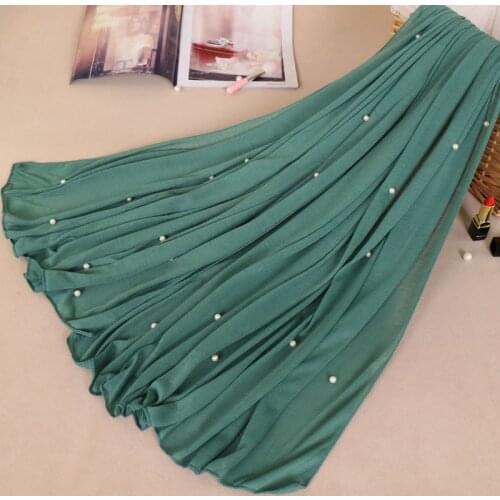 90*180cm muslim women jersey hijab scarf with pearls foulard femme musulman ladies cotton headscarf islamic shawls and wraps