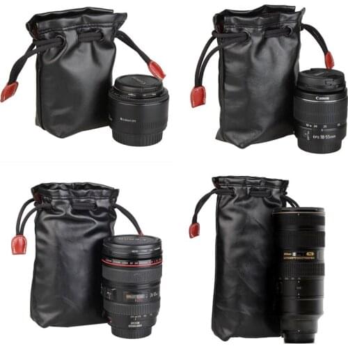 Camera Lens Bag Soft PU Leather Storage Bag Suitable for Canon Nikon Sony Pentax Fujifilm Tamron Lens Pocket