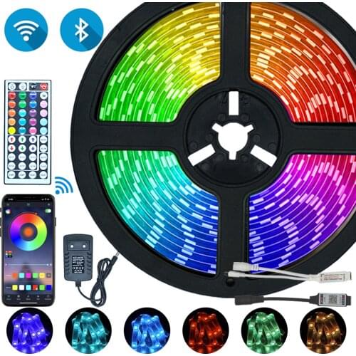 LED Strips Lights Bluetooth Iuces RGB 5050 SMD 2835 Waterproof WiFi Flexible Lamp Tape Ribbon Diode DC12V 5M 10M 15M 20M Color
