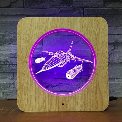 BomberPlane 3D LED Wooden Grain Night Light DIY Customized Lamp Table Lamp Kids Birthday Colors Gift Home Decor DropShipping