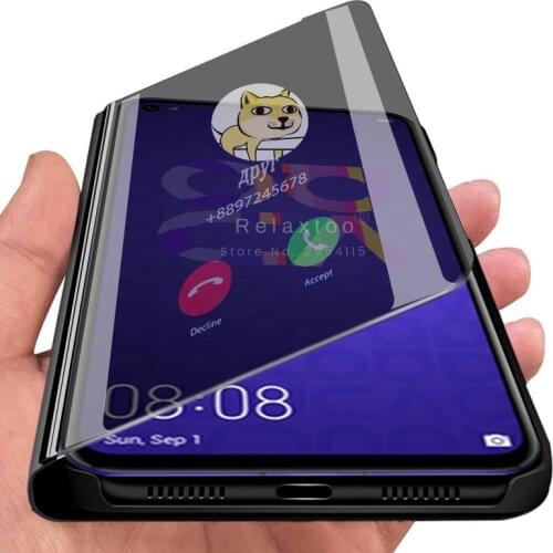 Mirror flip stand case for huawei nova 5t yal-l21 yal-l41 6.26'' phone case on hauwei huavie nova 5 t 5t coque cover nova5t case