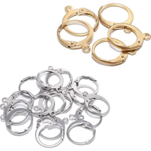 20pcs/lot Gold Stainless Steel French Lever Earring Hooks Wire Settings Base Hoops Earrings DIY Jewelry Making Supplies Findings