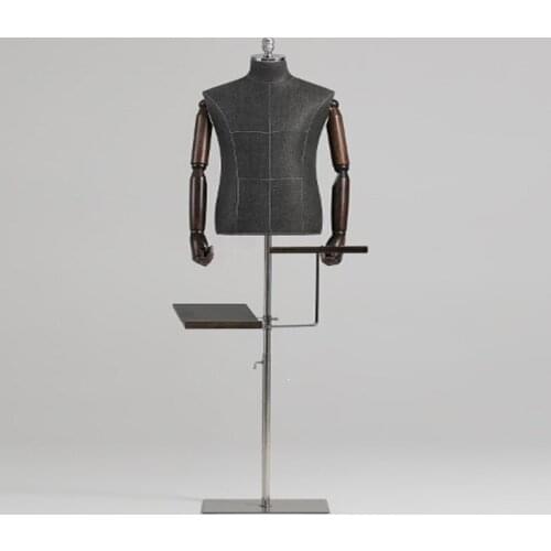2021 Male Sewing Mannequin Body Half Length Model Suit,Trousers,Pants Rack Display Cloth Store Wood Dase Adjustable Height D146