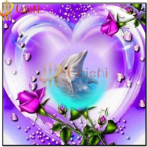 3d round square diamond embroidery Heart-shaped, dolphin full diamond painting stitch cross mosaic picture rhinestones home art