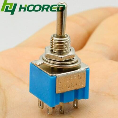 5pcs 3 Position 2P2T DPDT ON-OFF-ON Plastic and metal Miniature Mini Toggle Switch